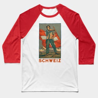 Switzerland Schweiz Vintage Patriotic Baseball T-Shirt